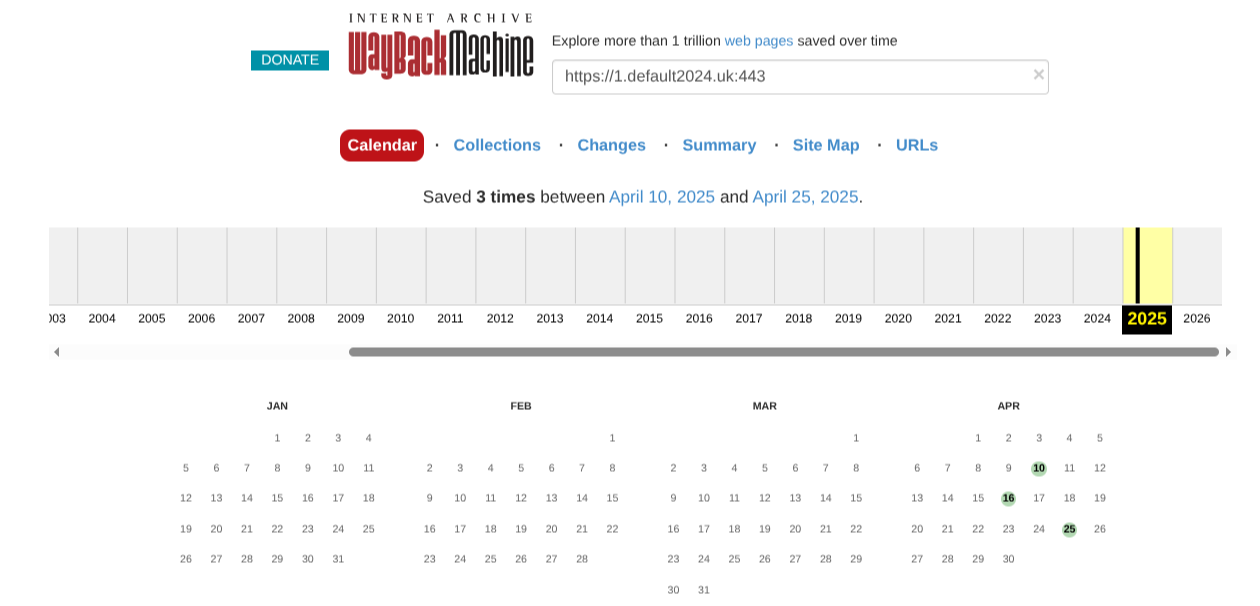 Wayback Machine snapshots
